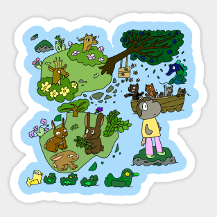 Woodland creatures lake Sticker